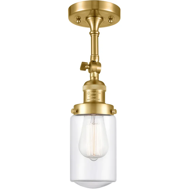 Franklin Restoration Dover LED 5 inch Satin Gold Semi-Flush Mount Ceiling Light in Clear Glass, Franklin Restoration