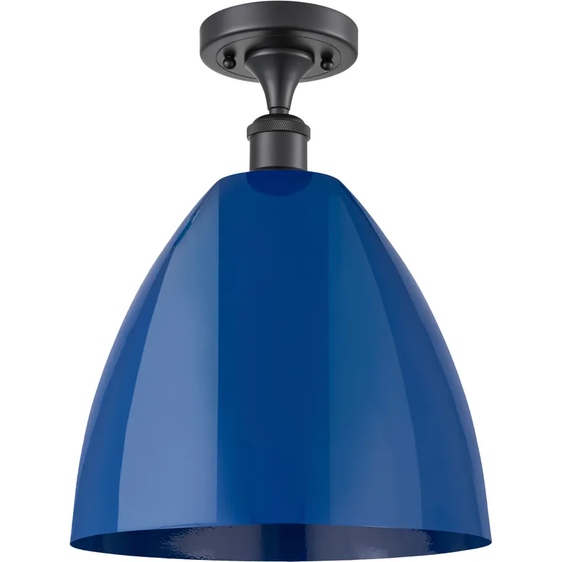 Ballston Plymouth Dome LED 12 inch Matte Black Semi-Flush Mount Ceiling Light in Matte Blue