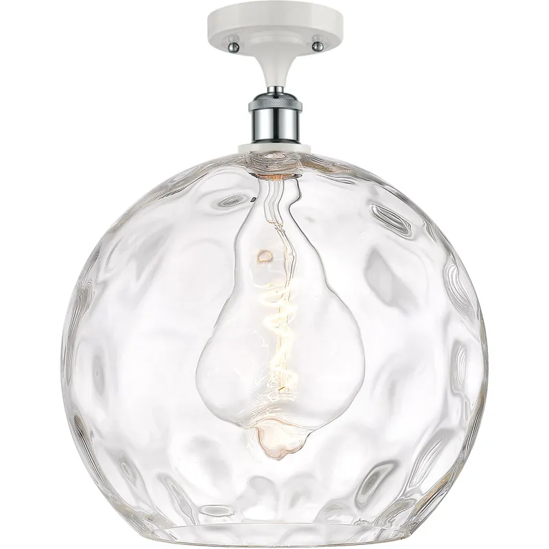 Ballston Athens Water Glass 1 Light 14 inch White and Polished Chrome Semi-Flush Mount Ceiling Light