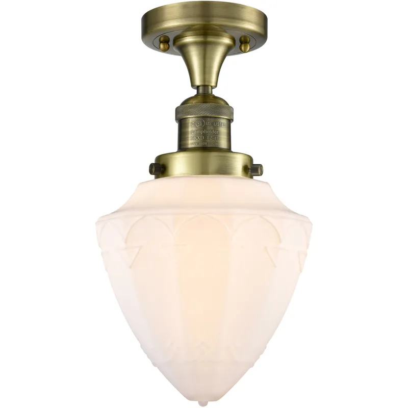 Franklin Restoration Bullet LED 7 inch Antique Brass Semi-Flush Mount Ceiling Light