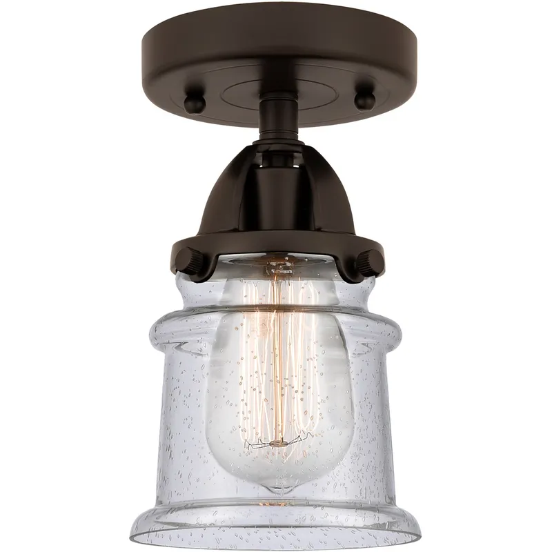Nouveau 2 Small Canton 1 Light 5 inch Oil Rubbed Bronze Semi-Flush Mount Ceiling Light in Seedy Glass