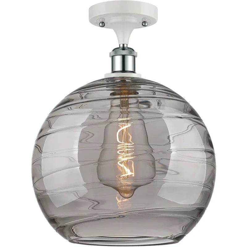Ballston Athens Deco Swirl 1 Light 12 inch White Polished Chrome Semi-Flush Mount Ceiling Light
