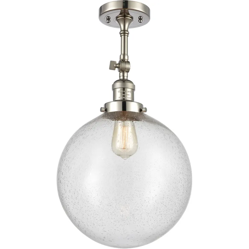 Franklin Restoration XX-Large Beacon LED 12 inch Polished Nickel Semi-Flush Mount Ceiling Light in Seedy Glass, Franklin Restoration