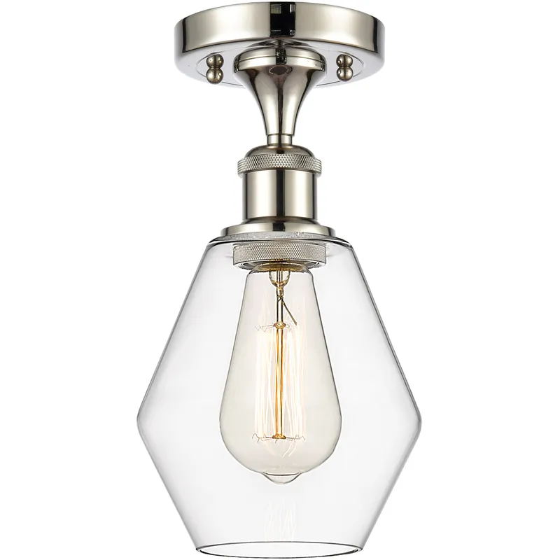 Ballston Cindyrella LED 6 inch Polished Nickel Semi-Flush Mount Ceiling Light in Clear Glass