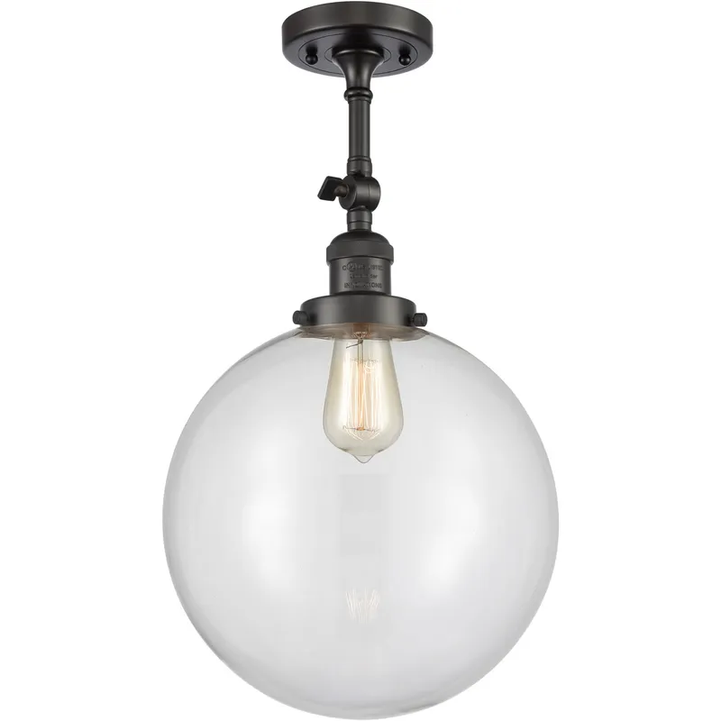 Franklin Restoration XX-Large Beacon LED 12 inch Oil Rubbed Bronze Semi-Flush Mount Ceiling Light in Clear Glass, Franklin Restoration