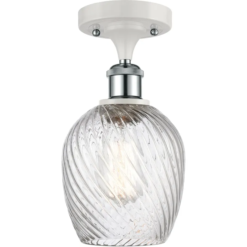 Ballston Salina 1 Light 5 inch White and Polished Chrome Semi-Flush Mount Ceiling Light, Ballston