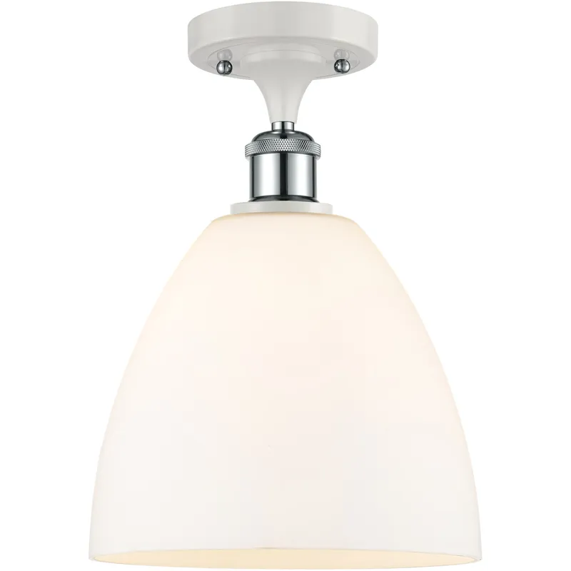 Ballston Dome 1 Light 9 inch White and Polished Chrome Semi-Flush Mount Ceiling Light in Matte White Glass