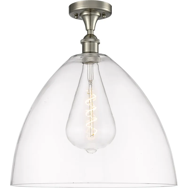 Ballston Dome 1 Light 16 inch Brushed Satin Nickel Semi-Flush Mount Ceiling Light in Clear Glass