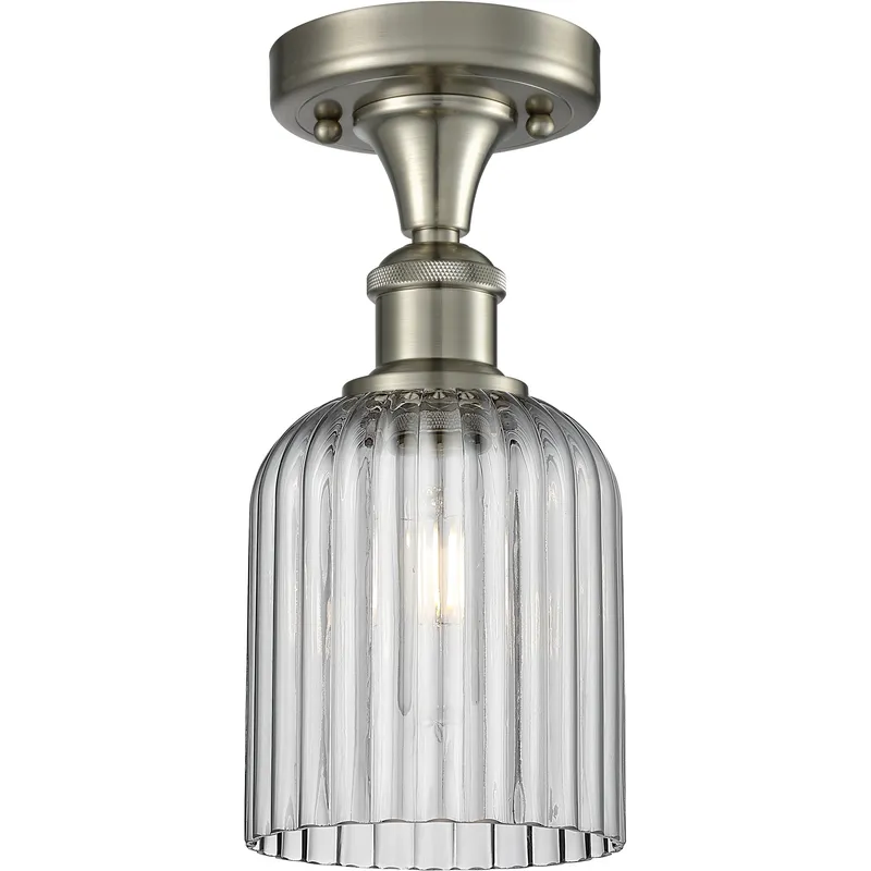 Bridal Veil 1 Light 5 inch Satin Nickel Semi-Flush Mount Ceiling Light in Light Smoke Glass