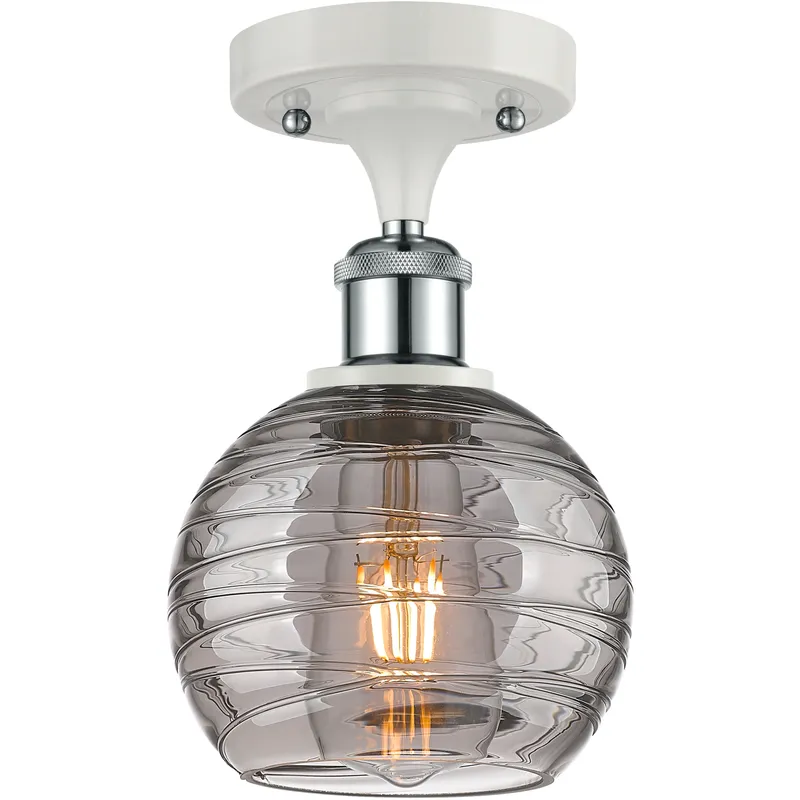 Ballston Athens Deco Swirl 1 Light 5.88 inch White Polished Chrome Semi-Flush Mount Ceiling Light