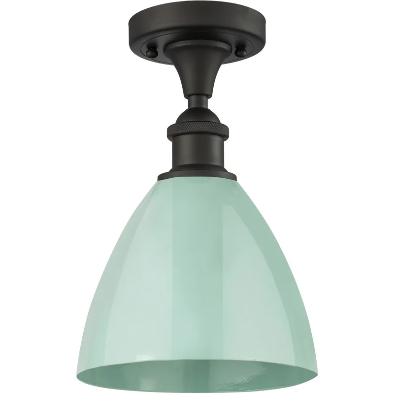 Ballston Plymouth Dome LED 7.5 inch Oil Rubbed Bronze Semi-Flush Mount Ceiling Light in Matte Seafoam