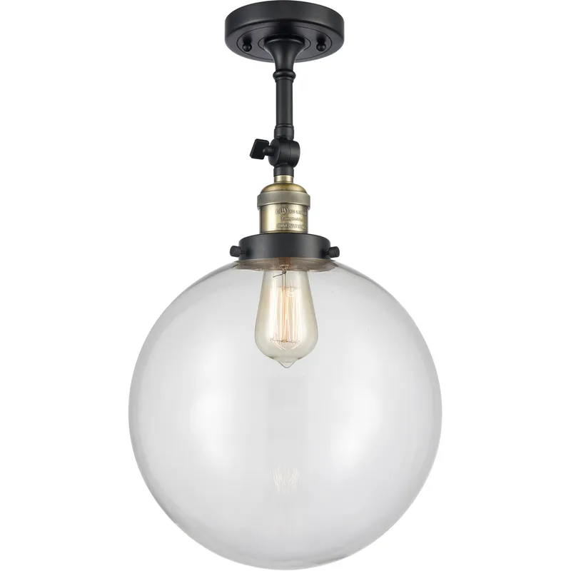 Franklin Restoration XX-Large Beacon 1 Light 12 inch Black Antique Brass Semi-Flush Mount Ceiling Light in Clear Glass, Franklin Restoration