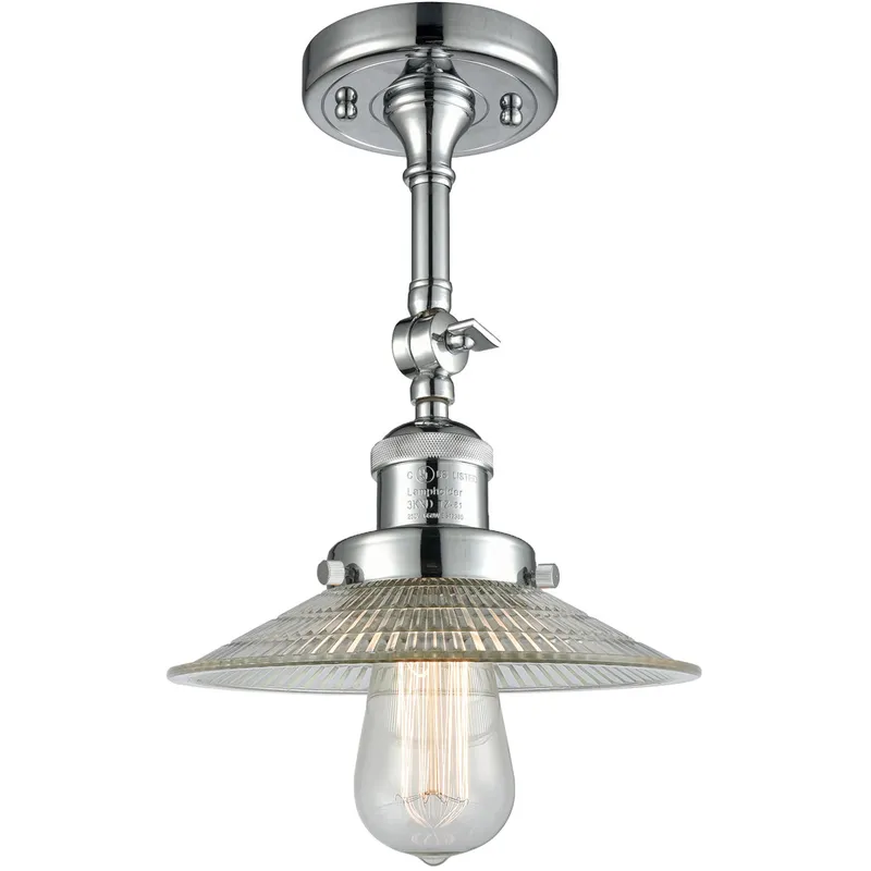 Franklin Restoration Halophane 1 Light 9 inch Polished Chrome Semi-Flush Mount Ceiling Light in Clear Halophane Glass, Franklin Restoration