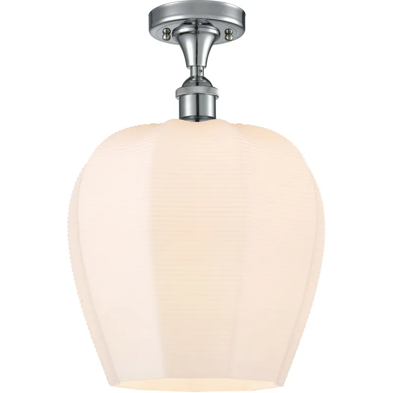 Ballston Norfolk LED 11.75 inch Polished Chrome Semi-Flush Mount Ceiling Light in Matte White Glass
