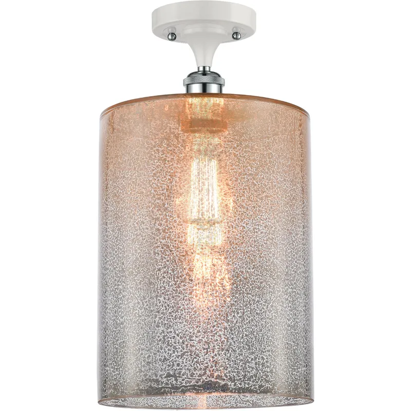 Ballston Large Cobbleskill 1 Light 9 inch White and Polished Chrome Semi-Flush Mount Ceiling Light in Mercury Glass, Ballston