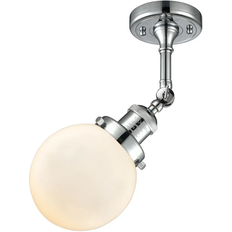 Franklin Restoration Beacon 1 Light 6 inch Polished Chrome Semi-Flush Mount Ceiling Light in Matte White Glass, Franklin Restoration