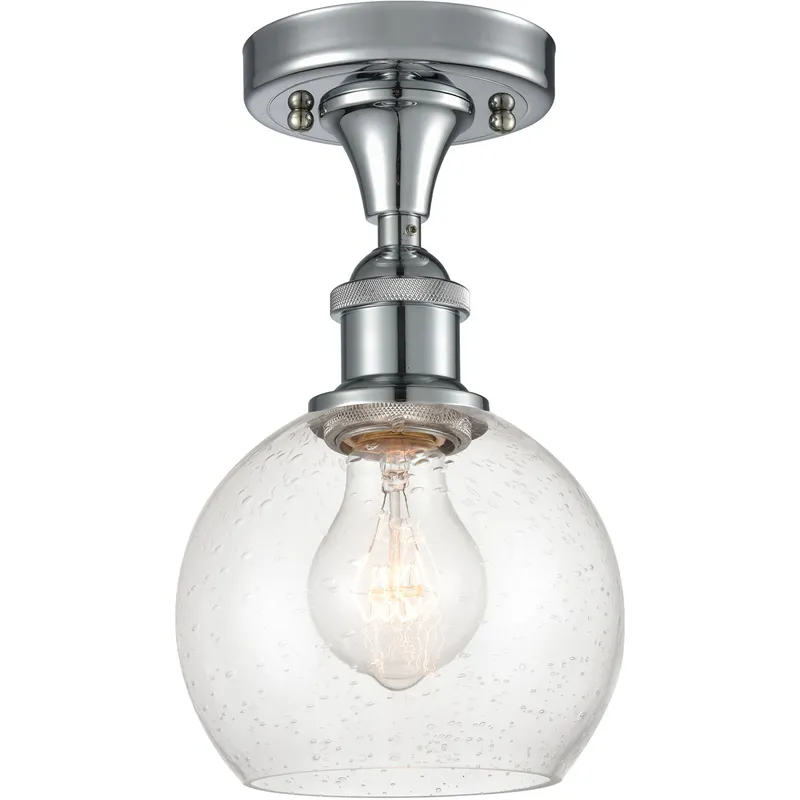 Ballston Athens LED 6 inch Polished Chrome Semi-Flush Mount Ceiling Light in Seedy Glass
