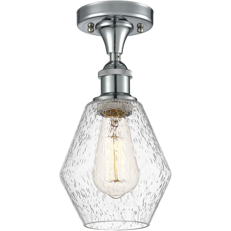 Ballston Cindyrella LED 6 inch Polished Chrome Semi-Flush Mount Ceiling Light in Seedy Glass