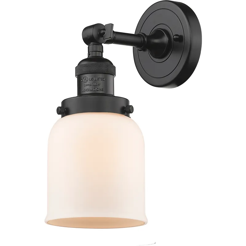 Franklin Restoration Small Bell 1 Light 5 inch Oil Rubbed Bronze Semi-Flush Mount Ceiling Light in Matte White Glass, Franklin Restoration