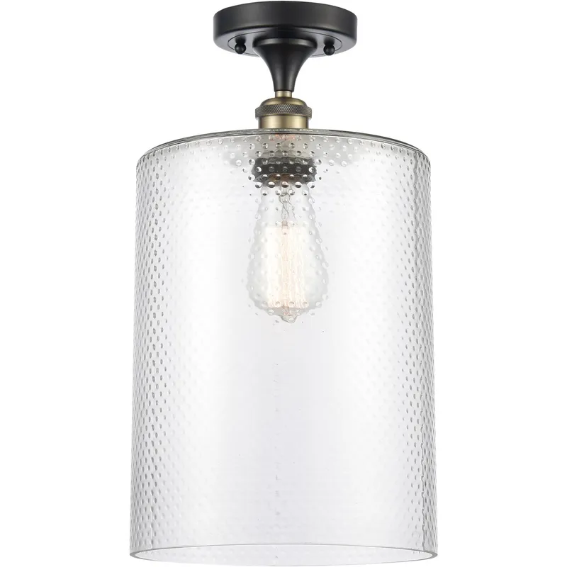 Ballston Large Cobbleskill 1 Light 9 inch Black Antique Brass Semi-Flush Mount Ceiling Light in Clear Glass, Ballston