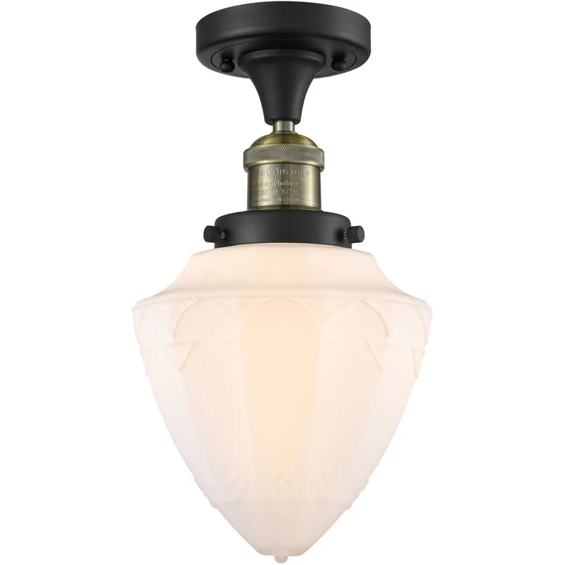 Franklin Restoration Bullet LED 7 inch Black Antique Brass Semi-Flush Mount Ceiling Light