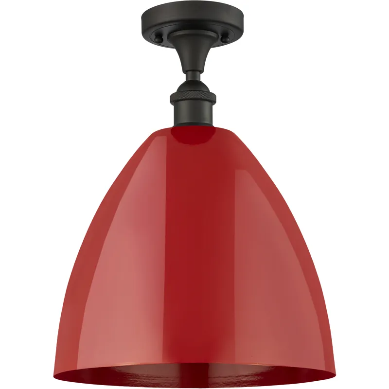 Ballston Plymouth Dome LED 12 inch Oil Rubbed Bronze Semi-Flush Mount Ceiling Light in Matte Red