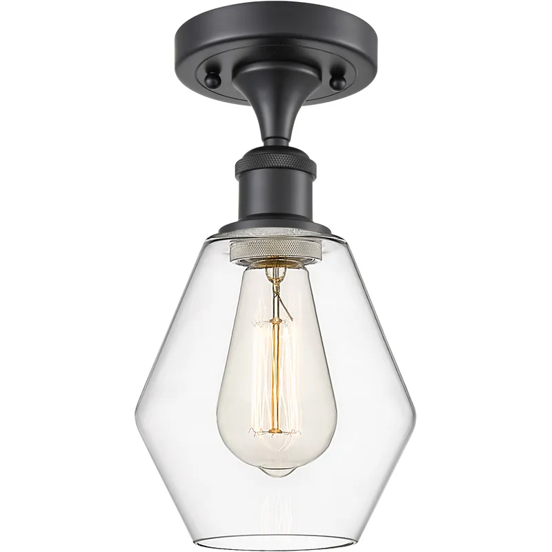 Ballston Cindyrella LED 6 inch Matte Black Semi-Flush Mount Ceiling Light in Clear Glass