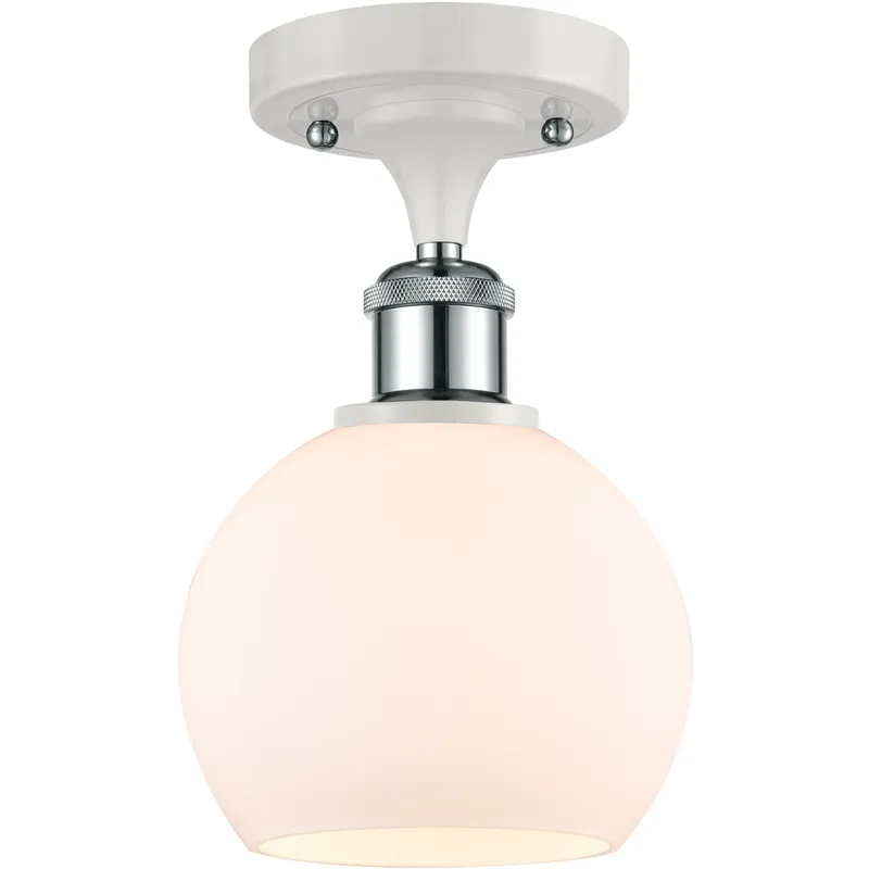 Ballston Athens LED 6 inch White and Polished Chrome Semi-Flush Mount Ceiling Light in Matte White Glass