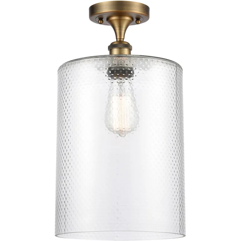 Ballston Large Cobbleskill 1 Light 9 inch Brushed Brass Semi-Flush Mount Ceiling Light in Clear Glass, Ballston