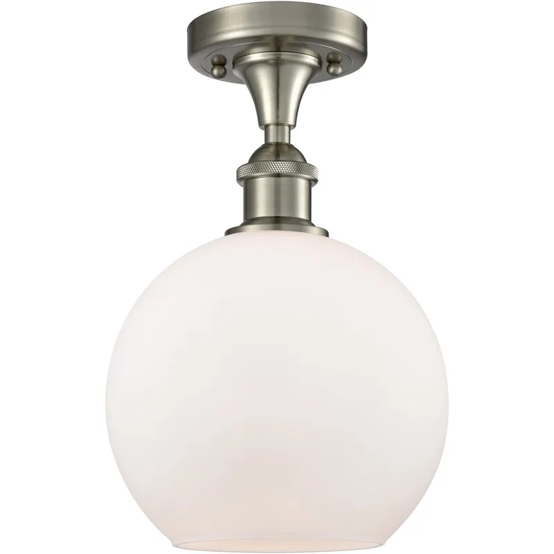 Ballston Athens 1 Light 8 inch Brushed Satin Nickel Semi-Flush Mount Ceiling Light, Ballston