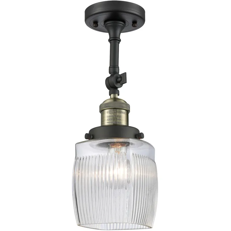 Franklin Restoration Colton 1 Light 6 inch Black Antique Brass Semi-Flush Mount Ceiling Light, Franklin Restoration