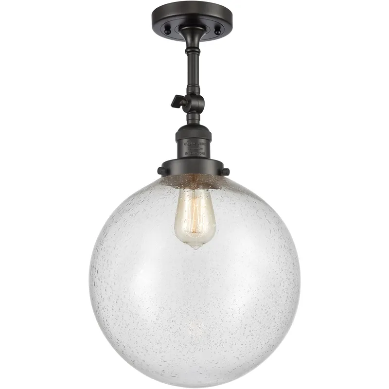 Franklin Restoration XX-Large Beacon LED 12 inch Oil Rubbed Bronze Semi-Flush Mount Ceiling Light in Seedy Glass, Franklin Restoration
