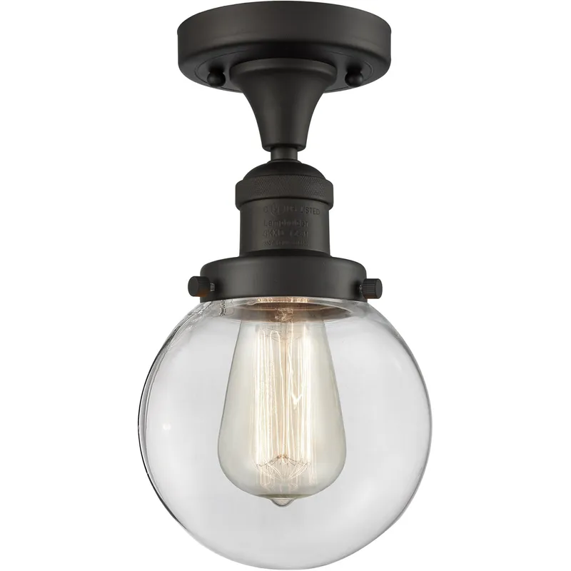 Franklin Restoration Beacon 1 Light 6 inch Oil Rubbed Bronze Semi-Flush Mount Ceiling Light in Clear Glass, Franklin Restoration