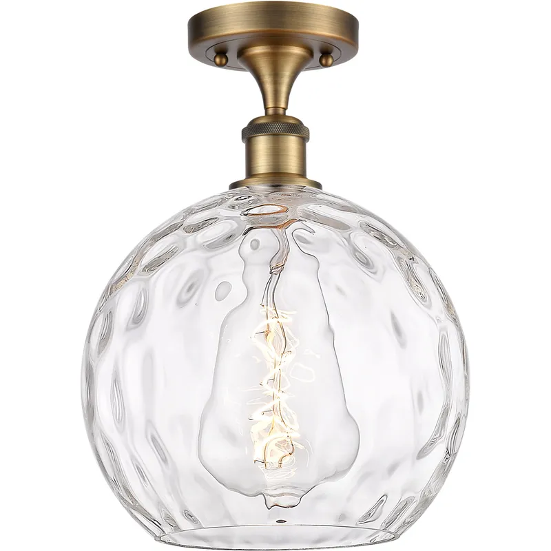 Ballston Athens Water Glass LED 10 inch Brushed Brass Semi-Flush Mount Ceiling Light