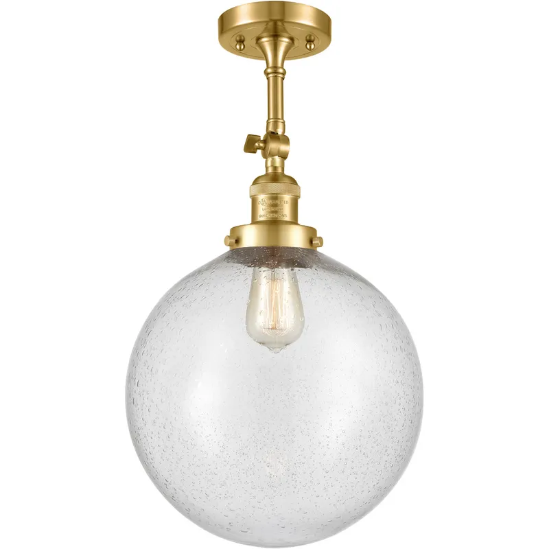 Franklin Restoration XX-Large Beacon 1 Light 12 inch Satin Gold Semi-Flush Mount Ceiling Light in Seedy Glass, Franklin Restoration