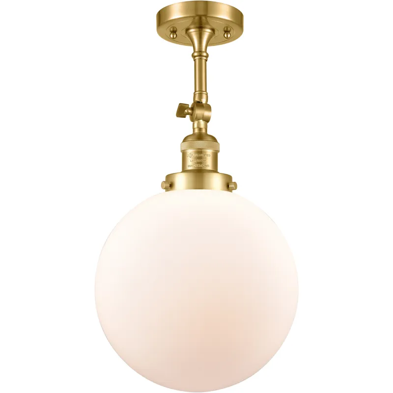 Franklin Restoration X-Large Beacon LED 10 inch Satin Gold Semi-Flush Mount Ceiling Light in Matte White Glass, Franklin Restoration