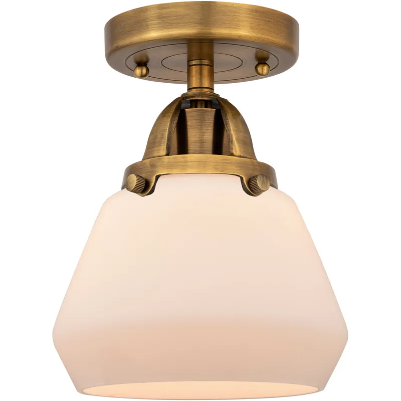 Nouveau 2 Fulton 1 Light 7 inch Brushed Brass Semi-Flush Mount Ceiling Light in Matte White Glass