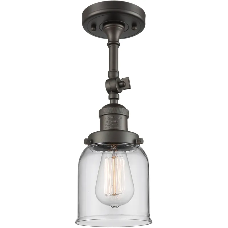 Franklin Restoration Small Bell LED 5 inch Oil Rubbed Bronze Semi-Flush Mount Ceiling Light in Clear Glass, Franklin Restoration