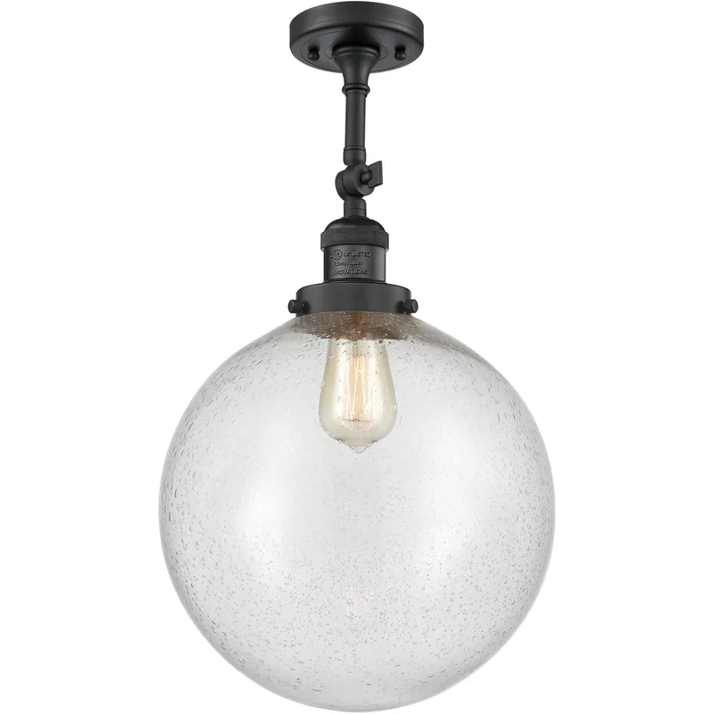 Franklin Restoration XX-Large Beacon 1 Light 12 inch Matte Black Semi-Flush Mount Ceiling Light in Seedy Glass, Franklin Restoration