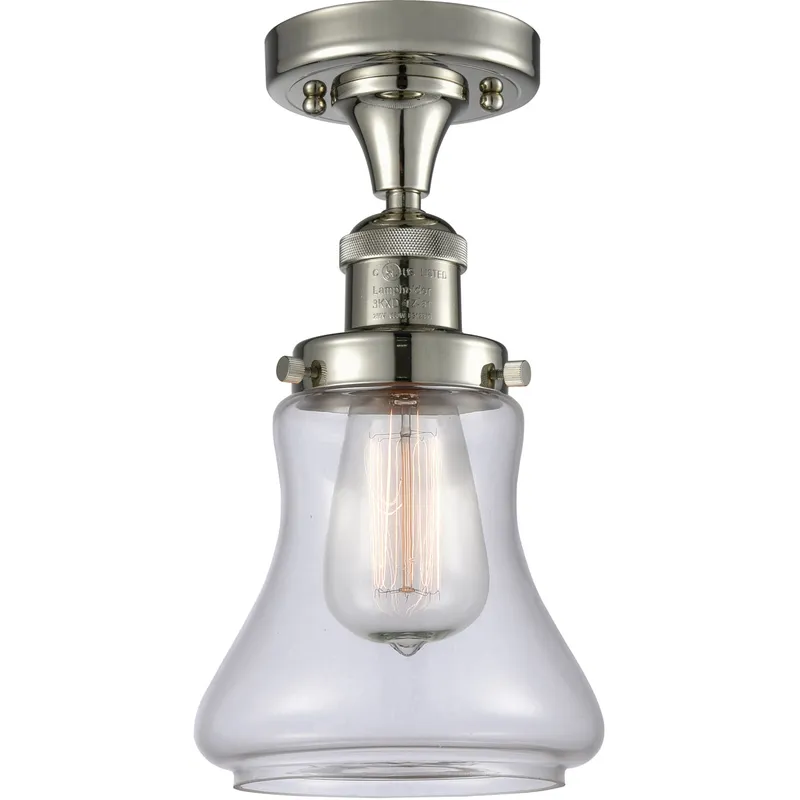 Franklin Restoration Bellmont LED 6.25 inch Polished Nickel Semi-Flush Mount Ceiling Light in Clear Glass, Franklin Restoration