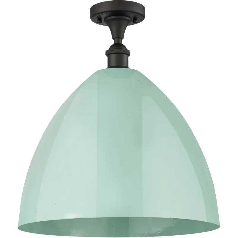 Ballston Plymouth Dome LED 16 inch Oil Rubbed Bronze Semi-Flush Mount Ceiling Light in Matte Seafoam