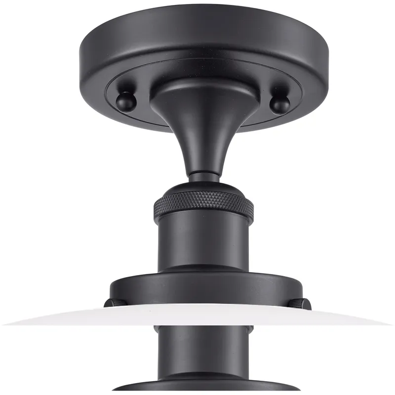Ballston X-Large Bell 1 Light 8 inch Matte Black Semi-Flush Mount Ceiling Light in Matte White Glass, Ballston