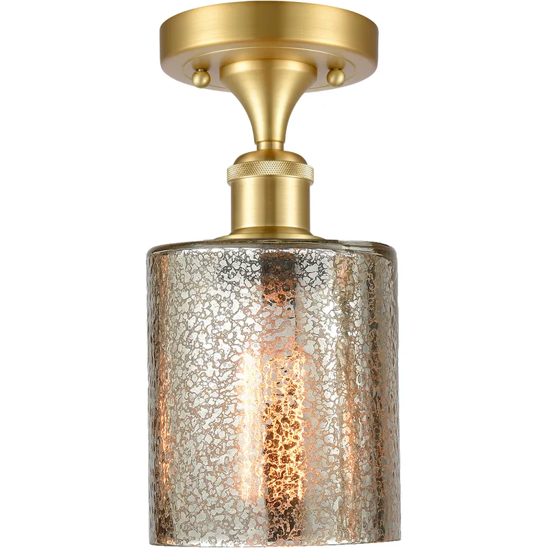 Cobbleskill 1 Light 5 inch Satin Gold Semi-Flush Mount Ceiling Light in Mercury Glass