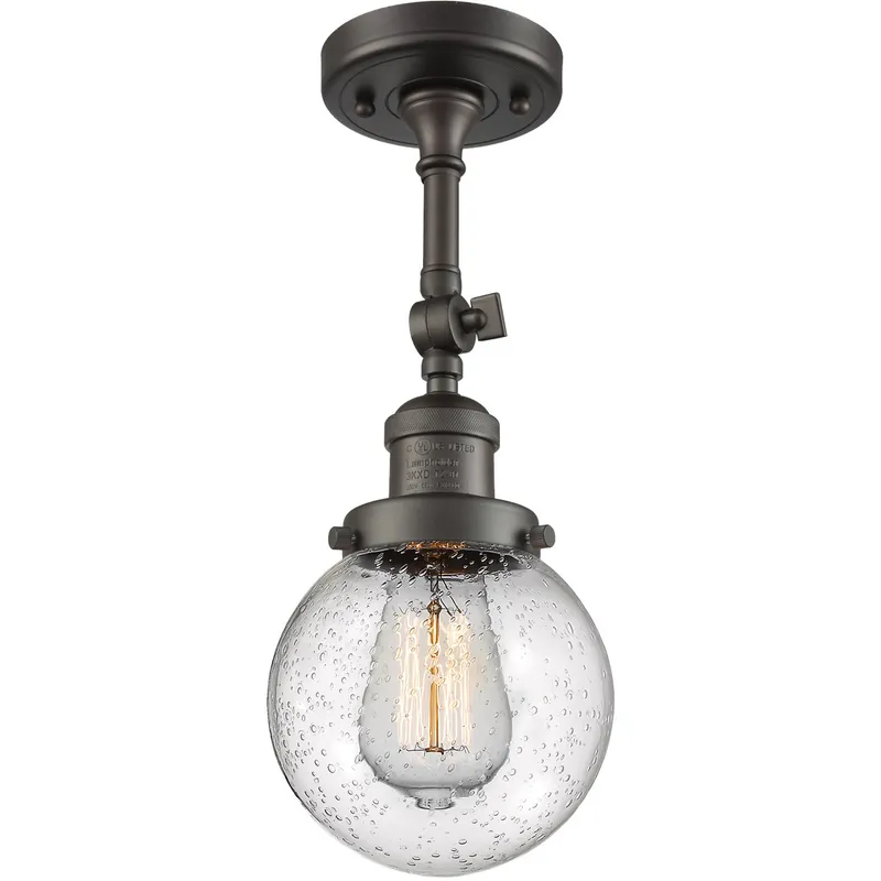 Franklin Restoration Beacon 1 Light 6 inch Oil Rubbed Bronze Semi-Flush Mount Ceiling Light in Seedy Glass, Franklin Restoration