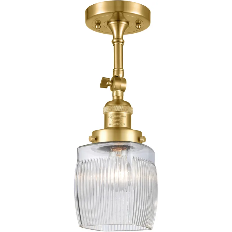Franklin Restoration Colton 1 Light 5.5 inch Satin Gold Semi-Flush Mount Ceiling Light, Franklin Restoration