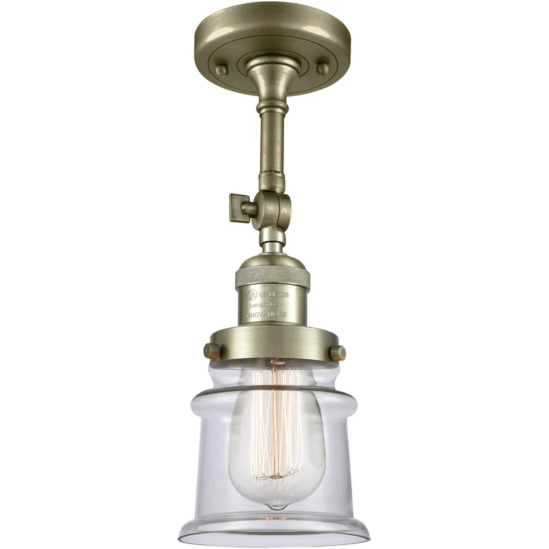 Franklin Restoration Small Canton 1 Light 6 inch Antique Brass Semi-Flush Mount Ceiling Light in Incandescent, Clear Glass, Franklin Restoration