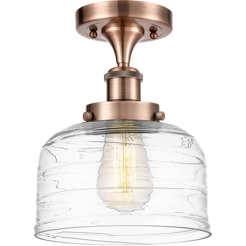 Ballston Bell 1 Light 8 inch Antique Copper Semi-Flush Mount Ceiling Light