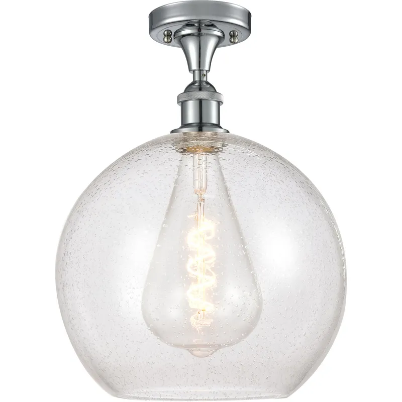 Ballston Athens LED 11.75 inch Polished Chrome Semi-Flush Mount Ceiling Light in Seedy Glass
