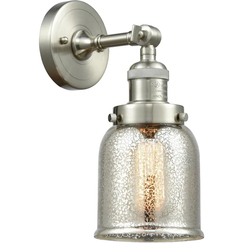 Franklin Restoration Small Bell 1 Light 5 inch Brushed Satin Nickel Semi-Flush Mount Ceiling Light in Silver Plated Mercury Glass, Franklin Restoration