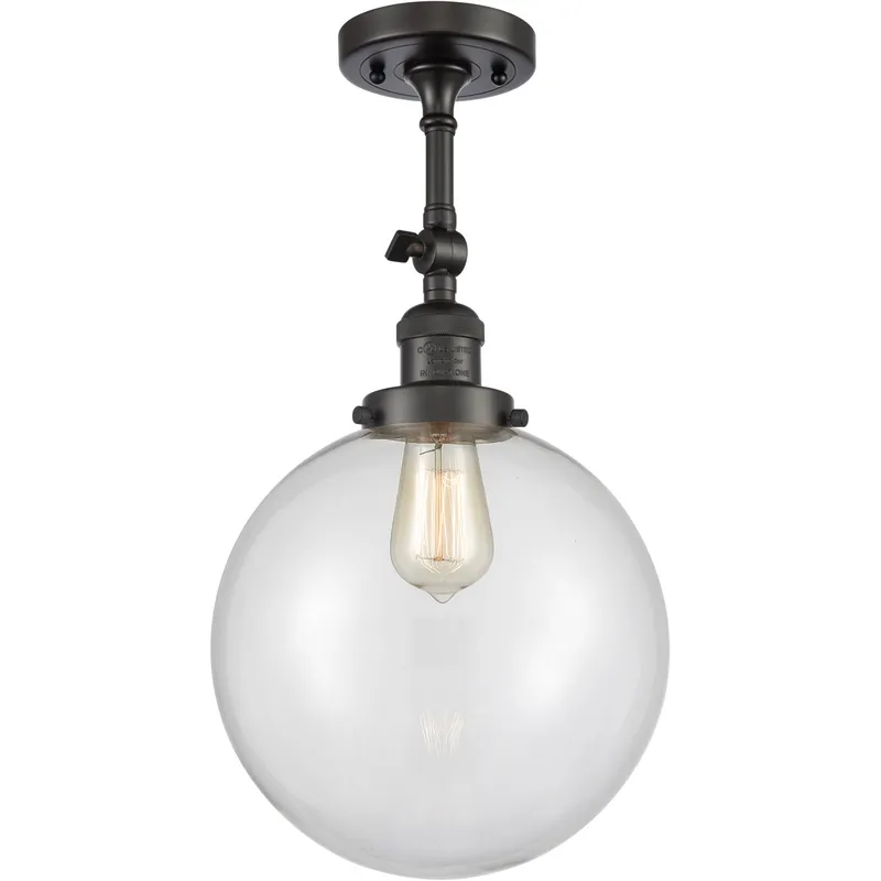 Franklin Restoration X-Large Beacon LED 10 inch Oil Rubbed Bronze Semi-Flush Mount Ceiling Light in Clear Glass, Franklin Restoration